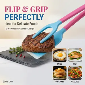 2-in-1 Silicone Spatula Tongs | Egg & Pancake Non-Stick Turner