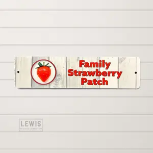 Personalized Strawberry Metal Sign - Custom Farmhouse Decor, Fruit Wall Art