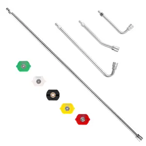 M Mingle Pressure Washer Extension Wand - Roofing Tools Accessories 120 Inch with 5 Nozzle Tips, 30°/90°/120° Curved Rod, 1/4'' Quick Connect