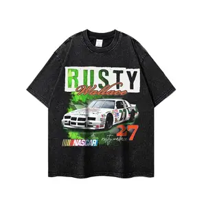 Rusty Wallace #27 NASCAR Vintage Washed Graphic T-Shirt, Retro Racing Streetwear Tee