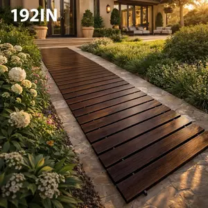 Wooden Garden Pathway Roll, Portable Roll-Up Walkway for Backyard, Patio, Gravel Area and Garden Access