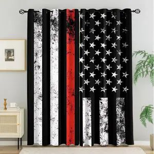 2Pcs American Flag-Themed Printed Curtains, Suitable for Various Home DeCor Styles, Easy To Disassemble and Clean, Suitable for All Seasons, A Unique Style Of Light-Blocking Fabric Curtains.