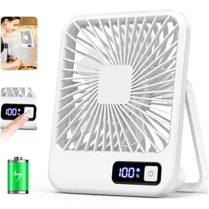 LMMAKE Ultra Quiet Small Fan Q3 with Strong Airflow, Portable 1800mAh Rechargeable USB Mini Fan for Office Dorm Bedroom Outdoor Travel, 5 Modes & 180-Degree Swivel Stand