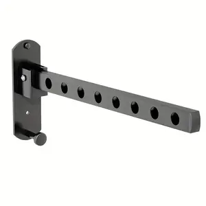 Stainless Steel No-Punch Drying Rack, Multifunctional Clothes Hanger Pole, Foldable Wall-Mounted Shelf with 8 Holes, 12.6 Inch Length, Pipe Clothes Rack