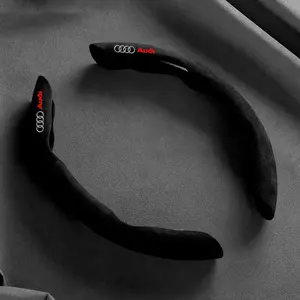 2pcs Suede Leather Car Steering Wheel Cover For Audi A3 A4 A5 A6 A1 A2 Q2 Q3 Q4 Q5 Q7 S3 S4 S5 S6 S7 TT RS 3 4 5 6 7 S Line Accessories