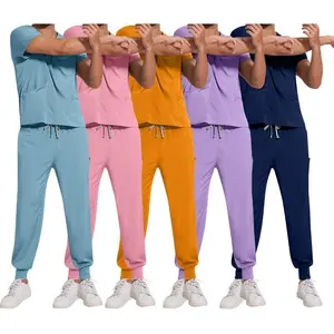 Men's Scrub Suit Uniform Jogger Hospital Medical Surgery Clothing Pharmacy Beauty Workwear