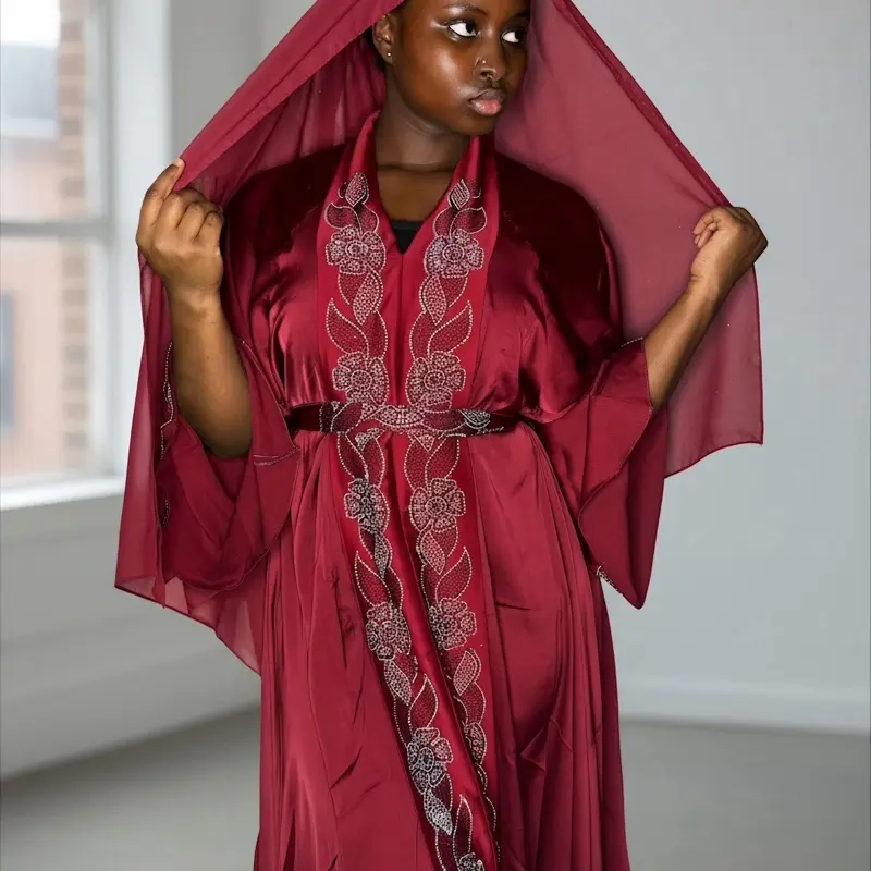 Haida Burgundy Abaya