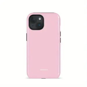 Pink simple solid color, durable, shock-absorbing glossy two-in-one mobile phone case, suitable for iPhone 17 15 14 13 12 11 X, Samsung S25 S24 S23 S22 and other series models, can be given as a holiday gift to friends or family