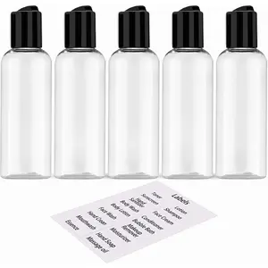5 Pack 3.4 oz Travel Bottles for Toiletries  Approved Leakproof Plastic Empty Travel Size Bottles Containers with Labels