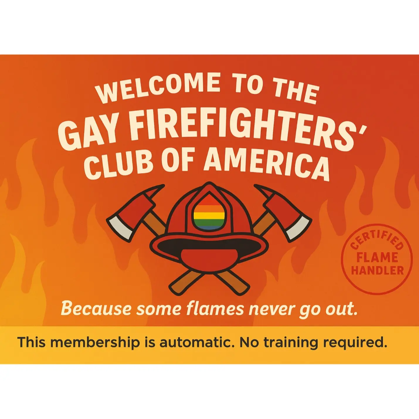 Funny Anonymous Prank Postcard Gay Firefighters of America Membership Official-Looking Design for Prank Lovers and Gag Gift Collectors