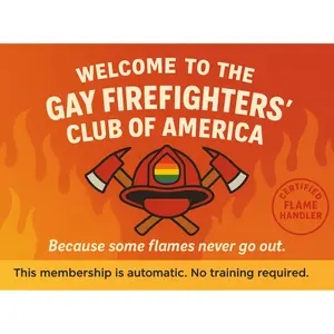 Funny Anonymous Prank Postcard Gay Firefighters of America Membership Official-Looking Design for Prank Lovers and Gag Gift Collectors