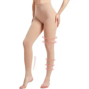 Medical Compression Pantyhose for Women, 20-30mmHg Graduated Support Tight Pants, Opaque Footless Waist High