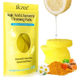 Kojic Acid & Turmeric Cleansing Pads, 60pcs/pack Deep Cleansing Soothing Facial Pads, Gentle Daily Skin Care Pads, Suitable for All Skin Types, Cleanser, Facial Wipes