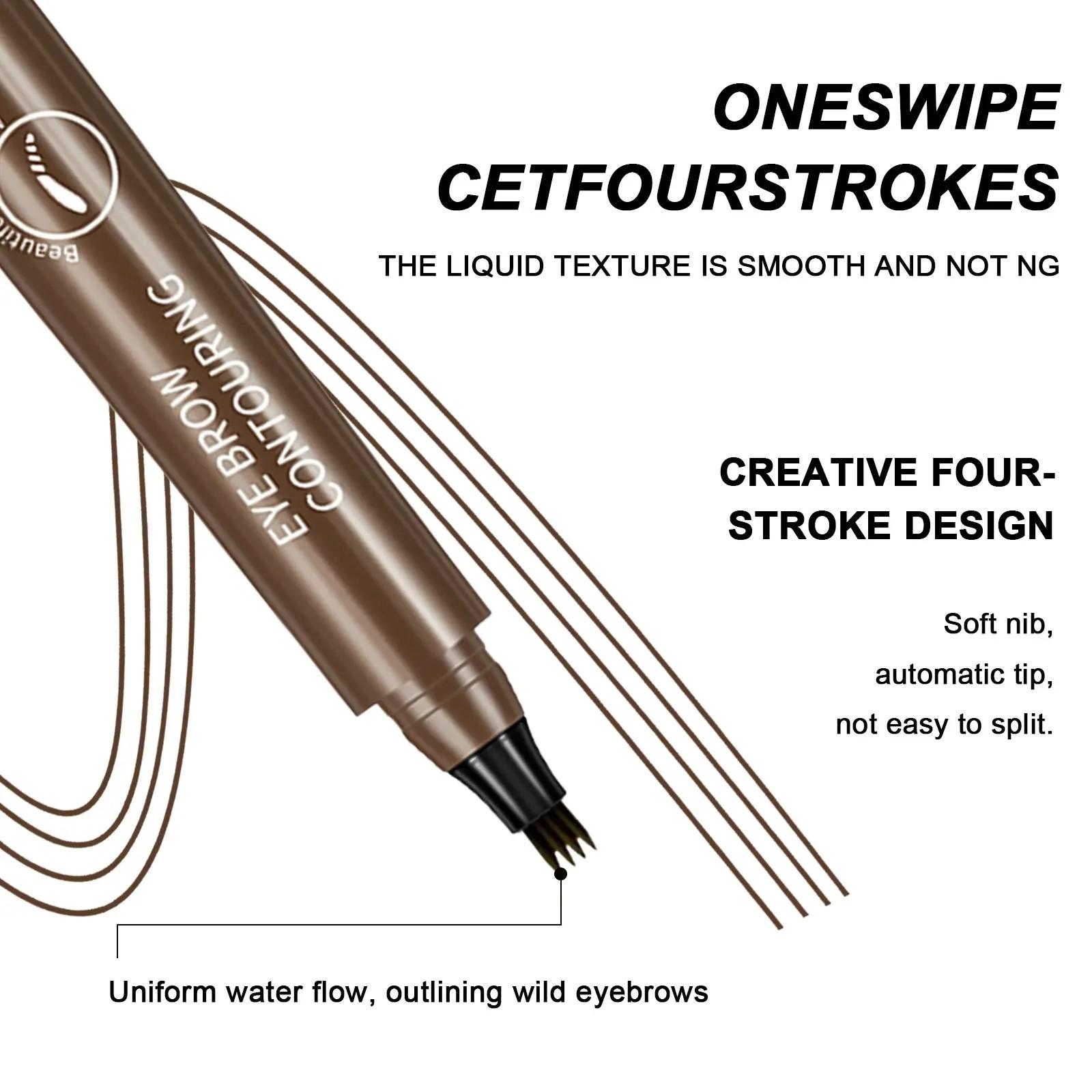 BOGO FREE 2-Pack 02# Dark Brown 4D Brown Waterproof Microblading Eyebrow Pencil – Dual-Tip Design with Hair-Like Brush for Defined, Smudge-Proof All-Day Brows Brow Pencil