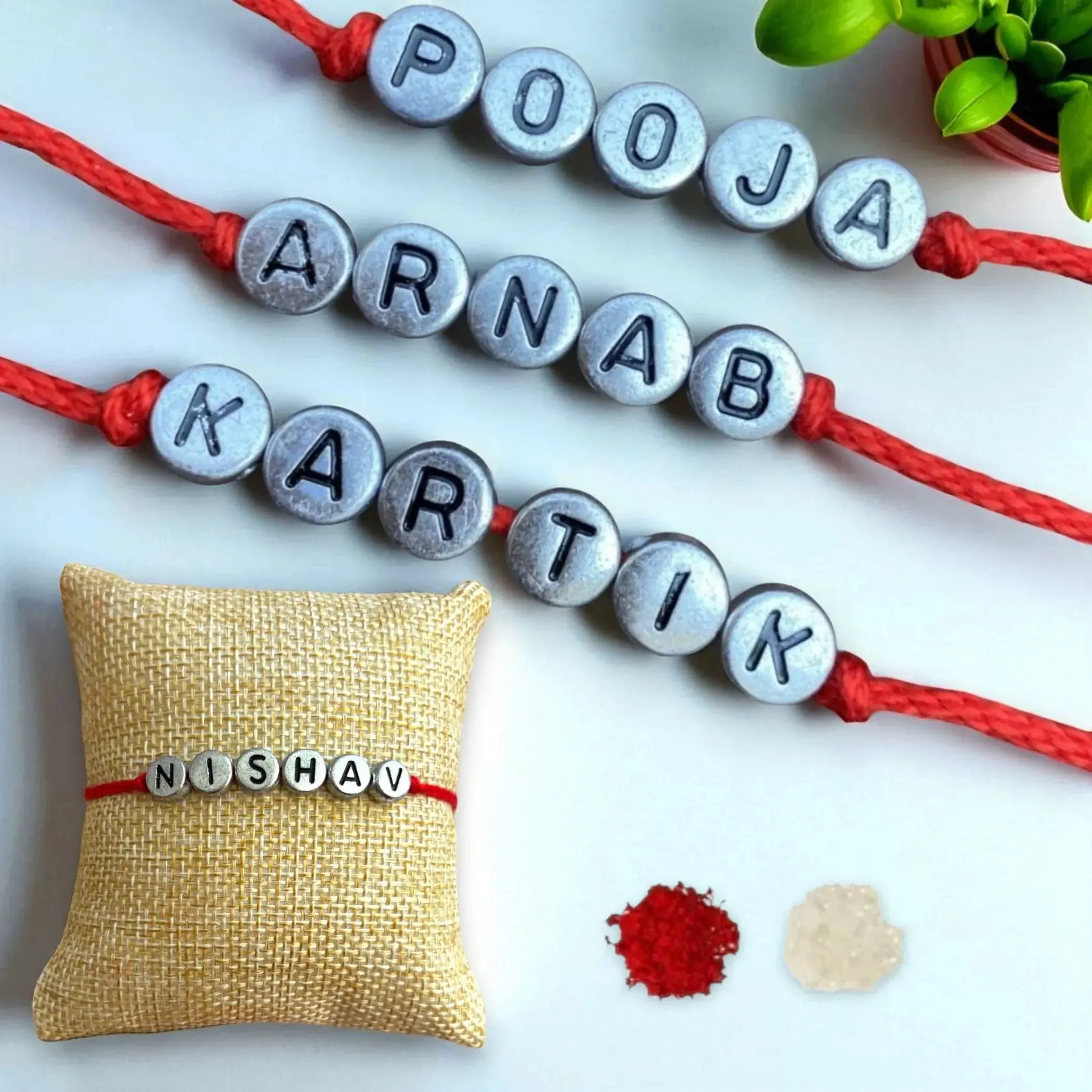 Personalized Rakhi | Custom Name Cotton Thread Bracelet | Celebrate Raksha Bandhan & Bhaidooj | Handcrafted, Symbol of Love