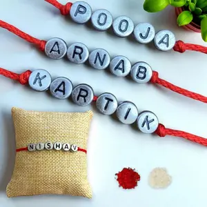 Personalized Rakhi | Custom Name Cotton Thread Bracelet | Celebrate Raksha Bandhan & Bhaidooj | Handcrafted, Symbol of Love