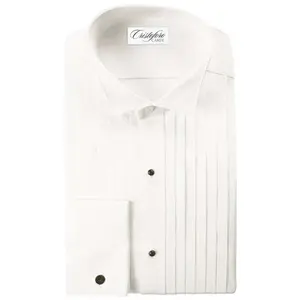 Ivory Microfiber Wing Collar with 1/4 Inch Pleats Tuxedo Shirt