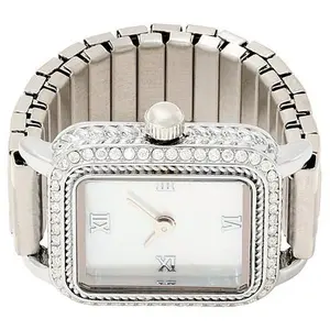 Radiance by Absolute™ Silvertone Rectangle Dial Ring Watch Radiance by Absolute™ Silvertone Rectangle Dial Ring Watch