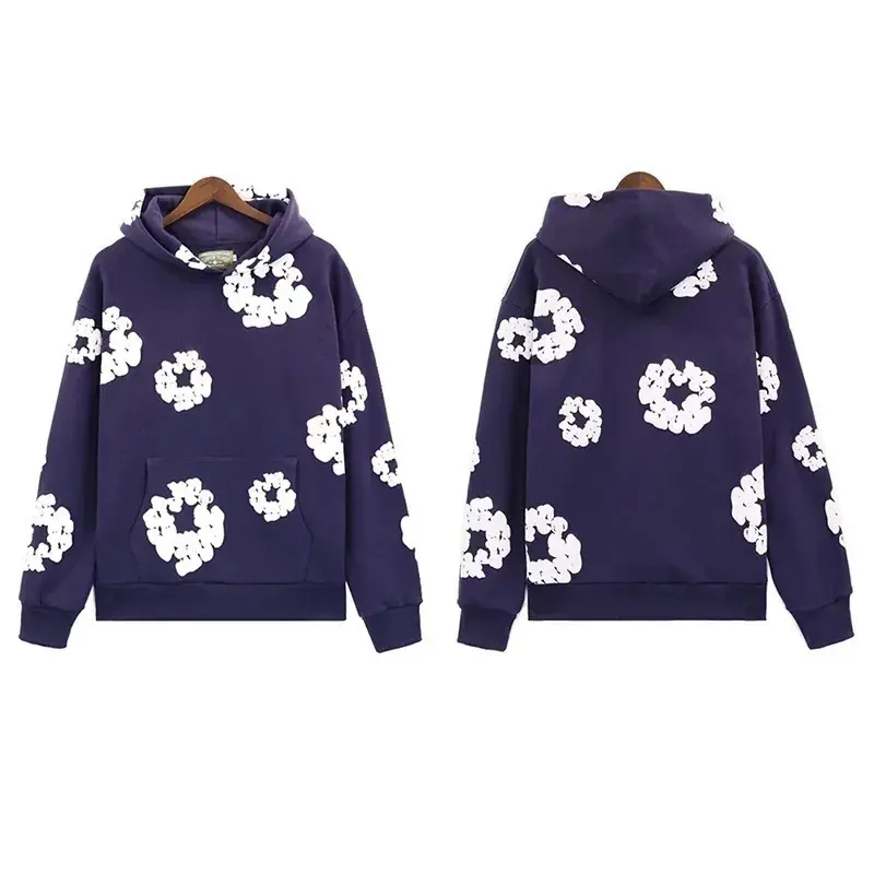 Purple blue hoodie (white floral wreath)