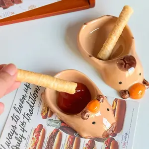 A Set Ceramic Dessert Sauce Dish Tableware Creative Cute Cartoon Capybara Shape Fruit Sushi Plates Kitchen Accessories