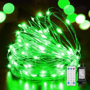 LAMPHOME Fairy Lights Plug in, 33Ft 100 LEDs Waterproof Twinkle Firefly Lights, Adaptor Included, Starry String Lights for Wedding Indoor Outdoor Christmas Patio Garden Decoration, Green