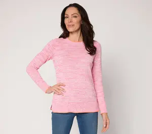 Belle by Kim Gravel Marled Color Pop Crewneck Sweater