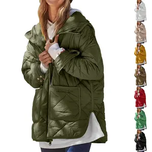 Fessceruna Womens Quilted Puffer Jacket Hooded Long Sleeve Zip Up Winter Coat Lightweight Warm Jackets with Pockets