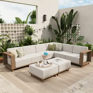 Phivilla Home Outdoor Patio Furniture Set - Sectional Rattan Wicker Sofa Couch, 10" Thick Waterproof Cushions, Assembly Required, Garden Use, SpringGlowUp