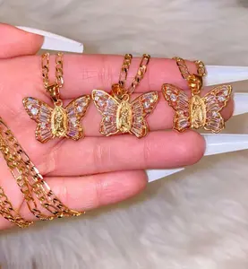 Mary Butterfly Necklace (Figaro Chain)