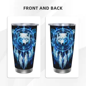 20oz Dream catcher Wolf stainless steel insulated cup, digitally printed with Dream catcher Wolf pattern, suitable for sports and daily use, durable and leak-proof, fashionable drinking vessel Drinkware Tumbler