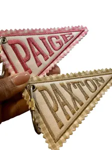 Custom Embroidered Pennant Bag Tag | Personalized Name Tag for Tote, Backpack or Diaper Bag | Bag Tag