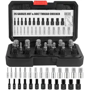 Nut and Bolt Thread Checker, 26 Male/Female Gauges - 14 Inch & 12 Metric, Thread Checker Standard and Metric, Bolt Size and Thread Checker (26-Piece)
