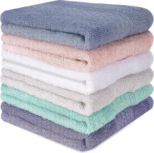 6 Pack 100% Cotton Wash Cloth, 13x13 Inch Highly Absorbent and Soft Feel Fingertip Towels, Machine Washable Washcloths for Bathroom, Gym, Hotel, Spa and Kitchen, 6 Colors