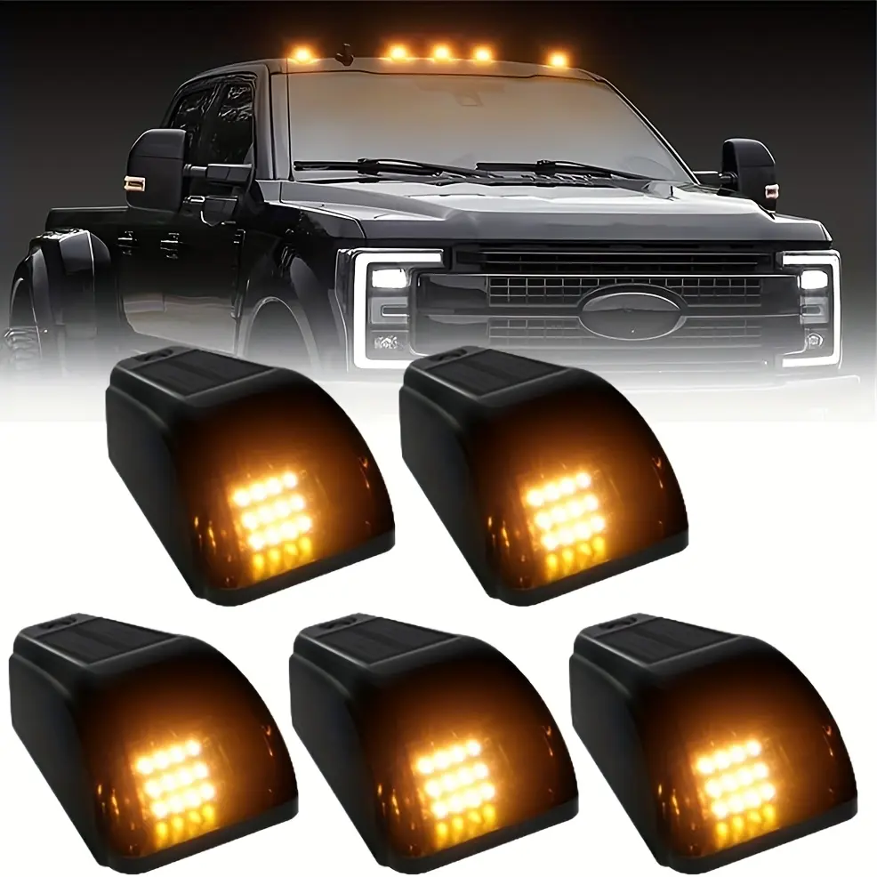 5pcs Multicolour Light Wireless Solar Powered Cab Lights With Motion Vibration Sensor For Truck Truck Cab Roof Lights For Car Cab Lights For Universal Car
