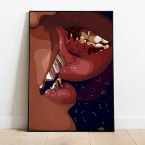 Black Woman Art Print Premium Quality Hand Crafted Tape Room Decorative Poster 8x12 inch Artistic Ornaments for Home Office Studio