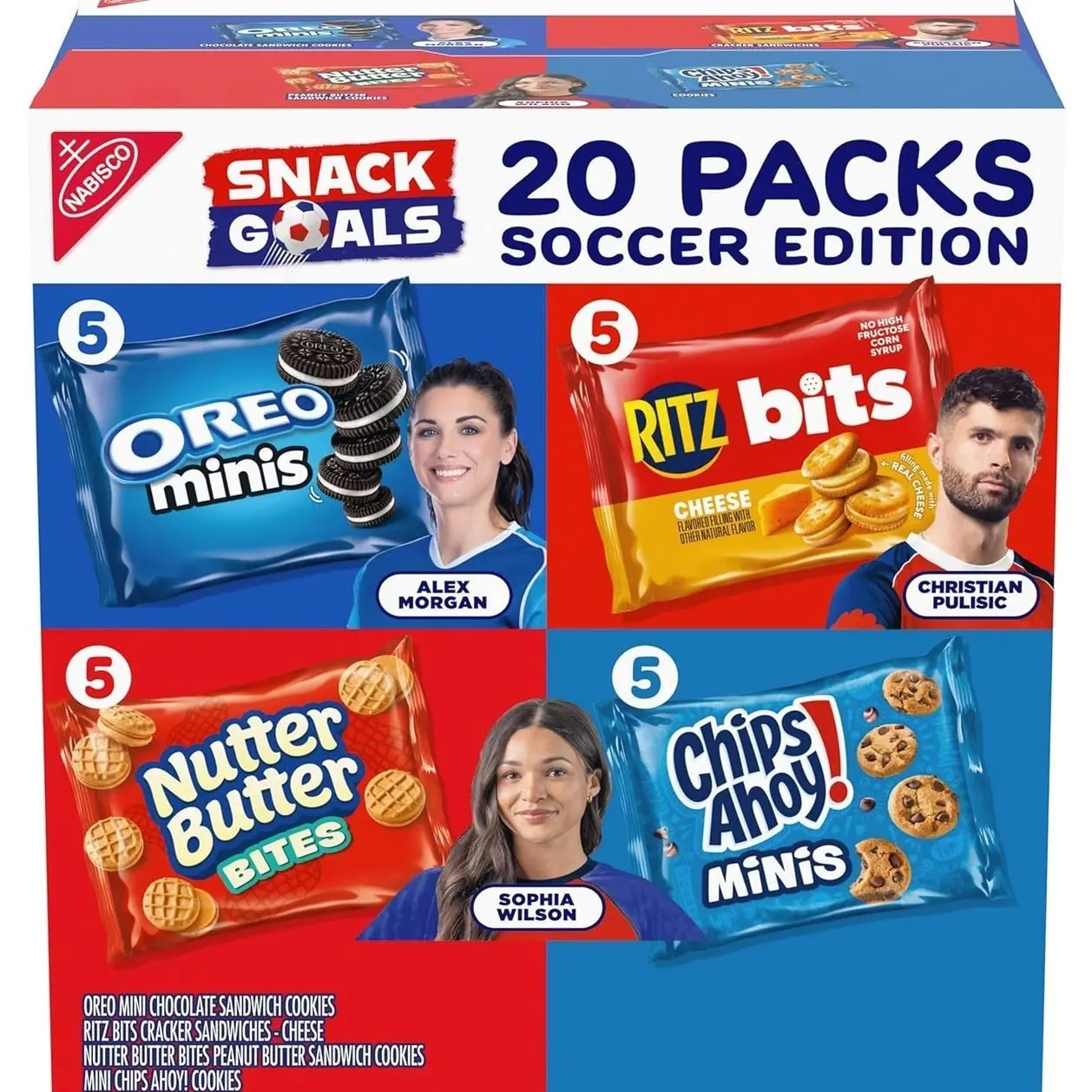 Nabisco Snacks Variety Pack, OREO Minis, Nutter Butter Bites, CHIPS AHOY! Minis Cookies, and RITZ Bits Cheese Sandwich Crackers, 20 Snack Packs