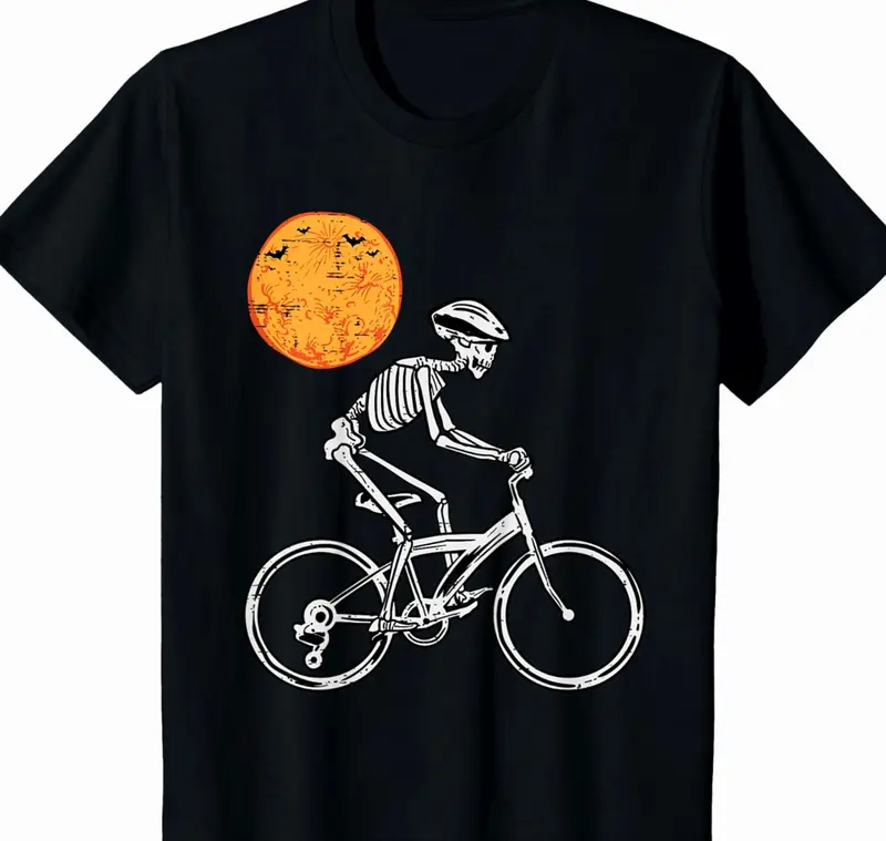 Skeleton Cyclist Bicycle Halloween Costume Men Women Kids T-Shirt KG8