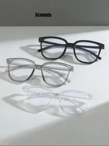 Simple Eyeglasses for Everyday Use (3 Pairs), Basic Square Frame Fashion Eyeglasses for Women & Men, Fashion Eyeglasses for Work, Daily Clothing Decor, Perfect for Student Daily Use