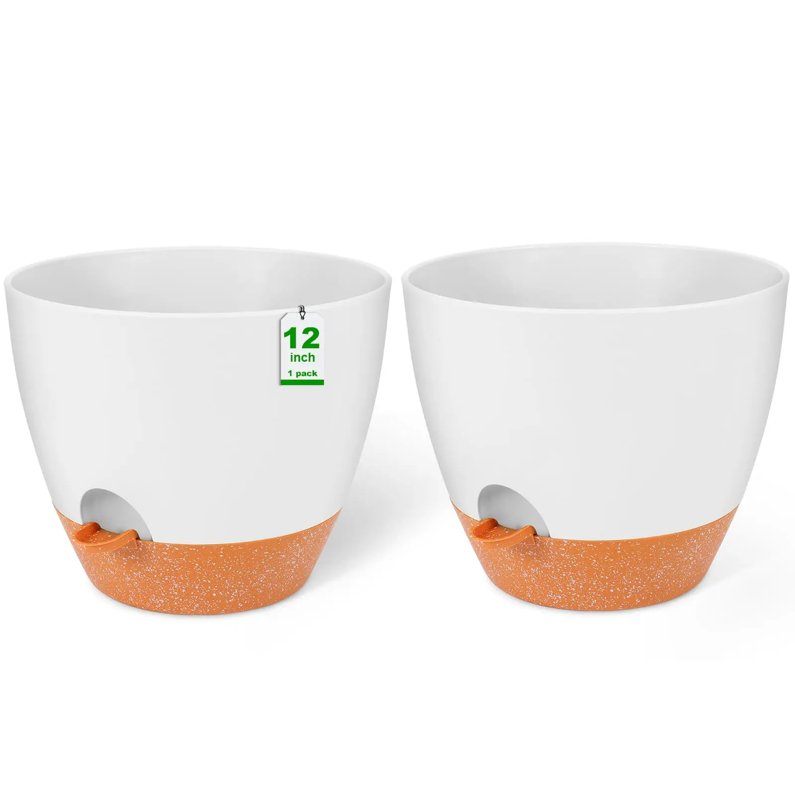 12 inch planters, Plant Pots,Self Watering Pots, 2 Pack Large Plastic Flower pots with Deep Reservior and High Drainage Holes for Indoor Outdoor Plants and Flowers