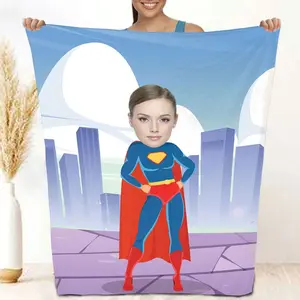 Custom Superhero Photo Face Blanket for Her