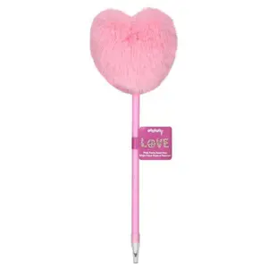 Iscream Pink Furry Heart Pens