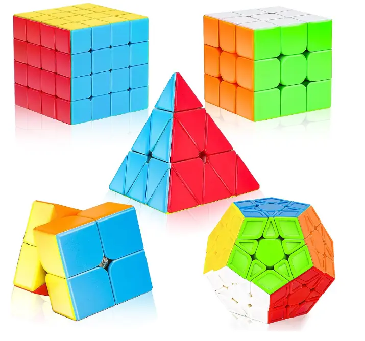 Premium 5-Piece Speed Cube Bundle – Fast Smooth 2x2 3x3 4x4 Pyraminx & Megaminx Stickerless Puzzles | Perfect Back to School STEM Toy & Brain Teaser for Kids & Adults