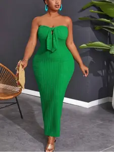 Women's Plain Tube Dress, Casual Bodycon Long Dress for Summer, Kids Clothes for Daily Wear, Womenswear