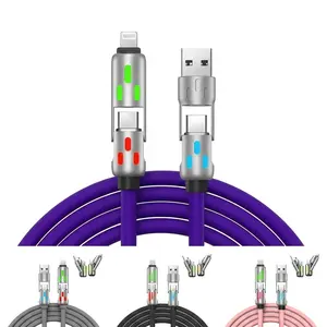 4-in-1 Retractable Charging Cable - Aesthetic Electronic Cable for Smartphone, Cellphone - Lightning, USB-C, USB-A Connectors with Plug Compatibility