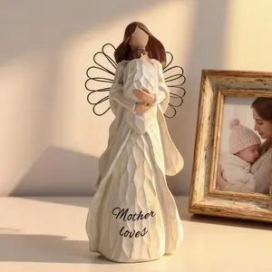 Angel Figurine for Women - Mother Holding Baby Statue, Guardian Angel Decor for Home, New Mom Gifts, Mother’s Day, Easter, Birthday - Resin Sculpture for Grandma, Sister - Love Protection Joy
