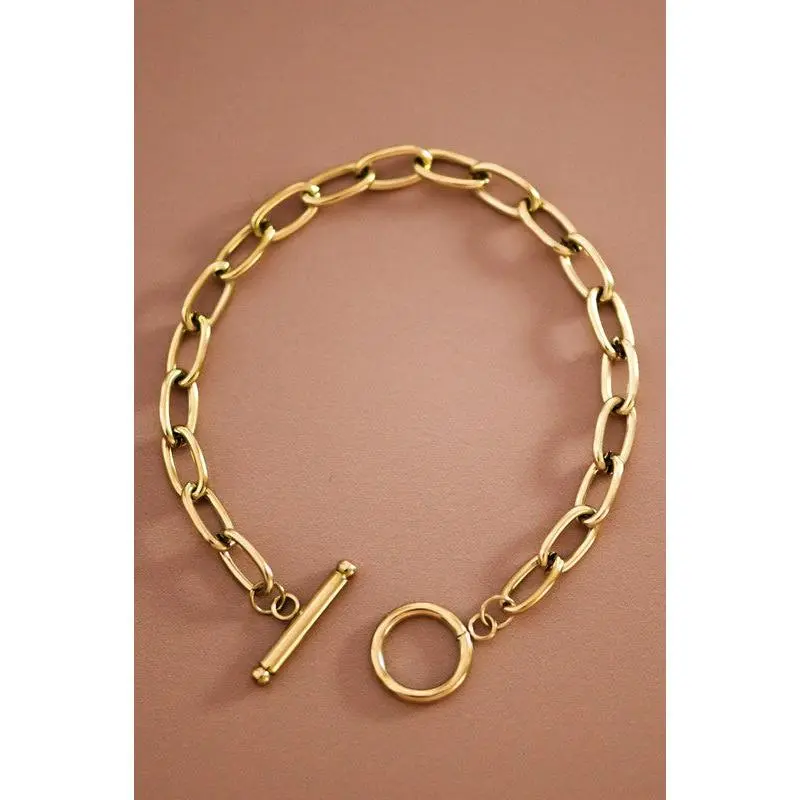 Bold Luxe Paperclip Gold Bracelet – 18K Gold Plated Toggle Statement Piece