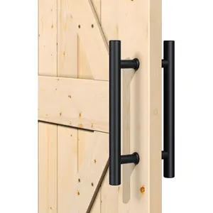 12'' Push Pull Sliding Barn Door Handle, Double-Sided Barn Door Handle Black Set, 1 Pack
