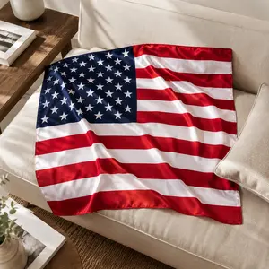 Women's American Flag Satin Square Scarf – Women’s Patriotic Lightweight Fashion Neck Scarf (USA)