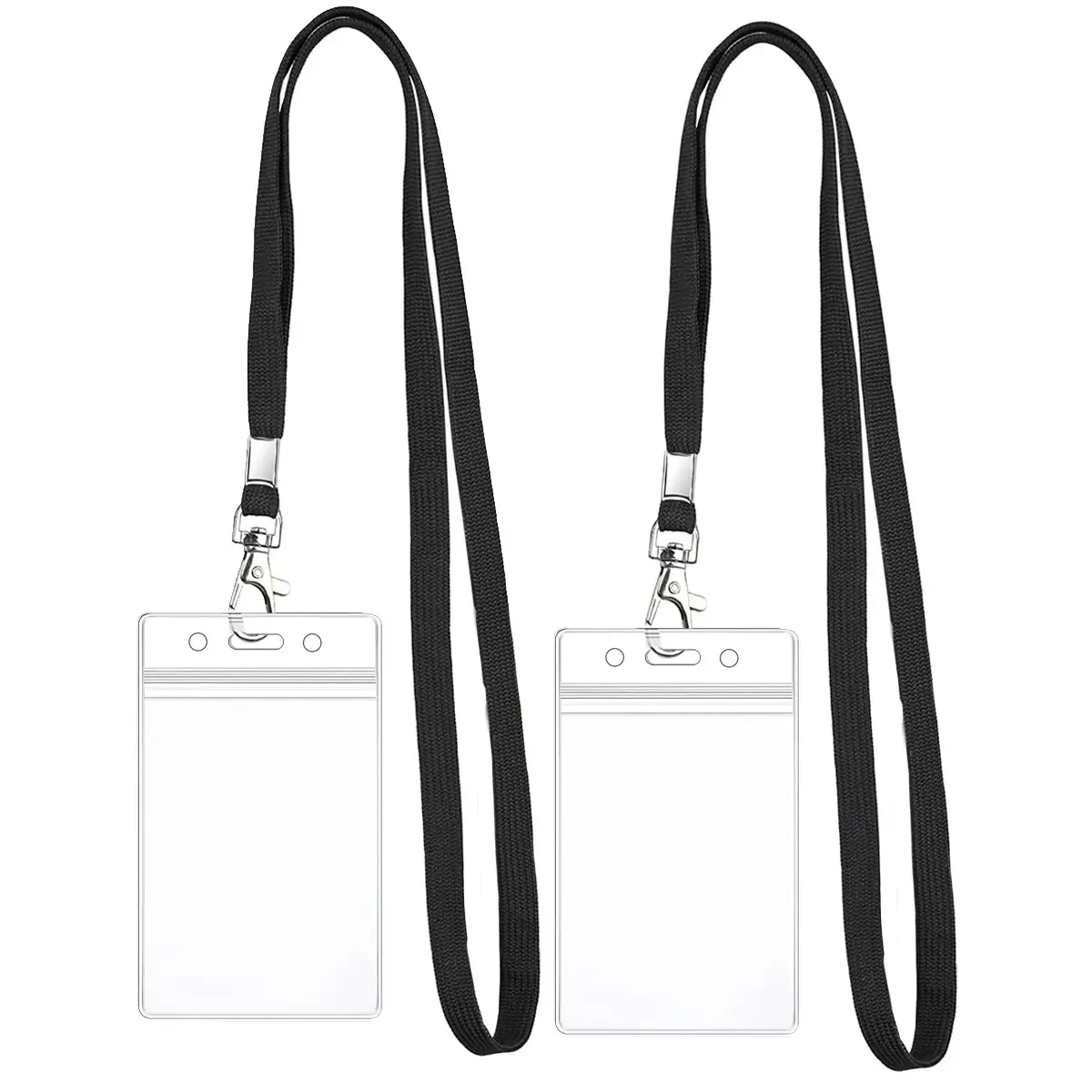Personalized Dual Transparent ID Card Holder with Lanyard, Office Neck Strap for Keys, Wallet, Earphones, Anti-Loss Accessory