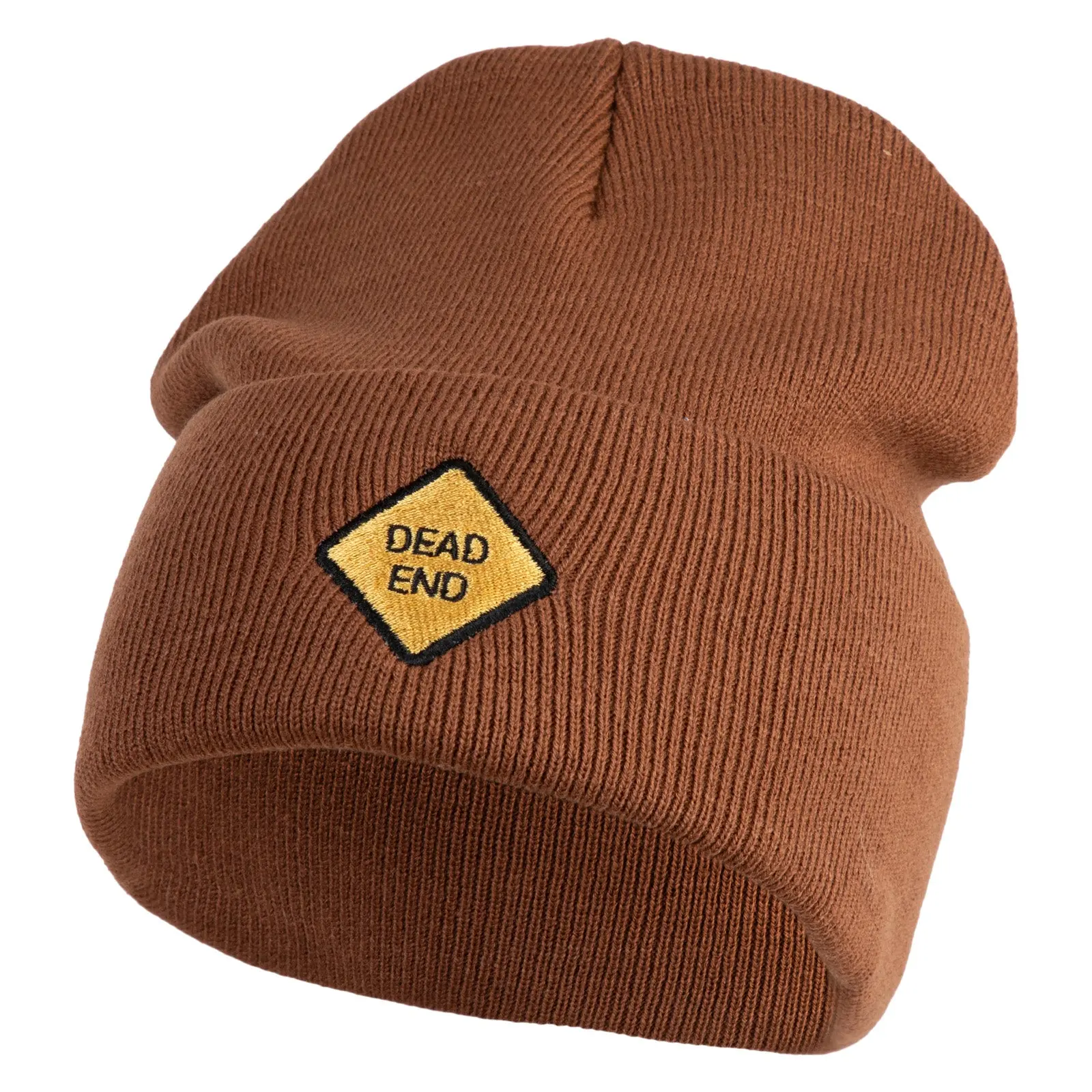 Dead End Sign Embroidered 12 Inch Cuff Long Beanie